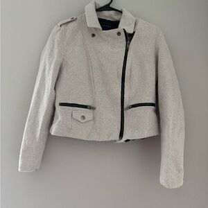 Metaphor Gray Blazer Asymmetrical Zipper Structured Shoulders